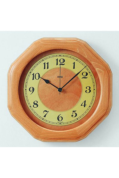 AMS Wall Clock 5859/18, Quartz, Gold, Analogue, Classic