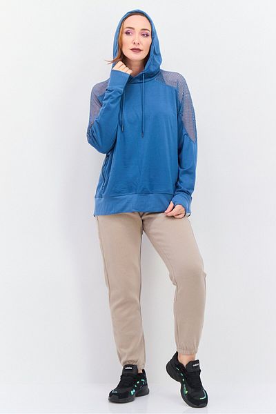 Nine West Women Sportswear Fit Long Sleeve Training Hoodies, Teal Blue