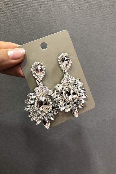 Hayalperest boncuk Transparent Crystal Glass Oval Rhinestone Earrings