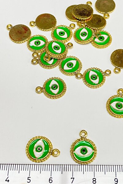 Hayalperest boncuk Πράσινο μενταγιόν με μοτίβο στρογγυλού ματιού 1 τεμάχιο