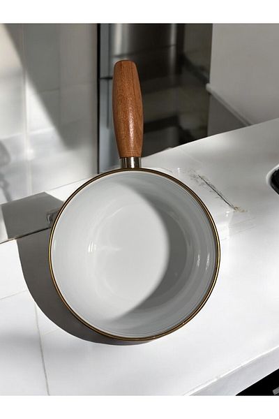 GUNES ZUCCACIYE Checkerboard Patterned Enamel Milk Jug, Saucepan Pan 16 cm