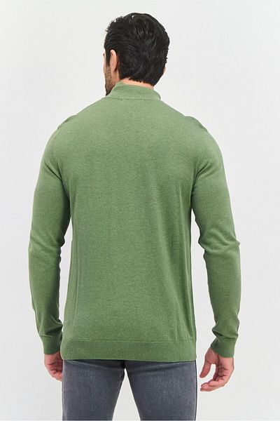Selected Homme سويت شيرت رجالي بأكمام طويلة وياقة عالية، أخضر