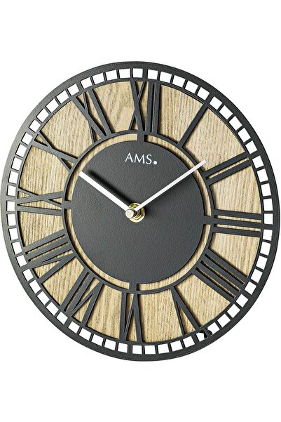 AMS Wall Clock 1231, Quartz, Black, Analogue, Modern