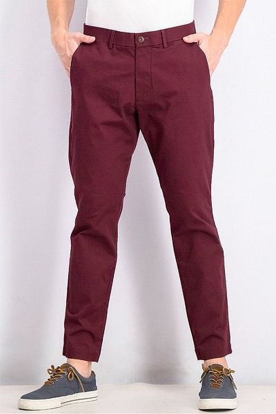 GAP Men Slim Stretch Waistband Pants, Maroon
