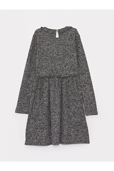 LC Waikiki Gray Crew Neck Long Sleeve Girls' Dress