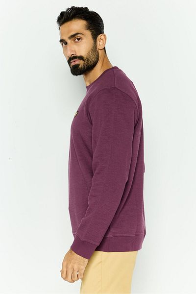 Lyle & Scott Men Crew Neck Long Sleeve Brand Logo Sweatshirt, Dark Purple
