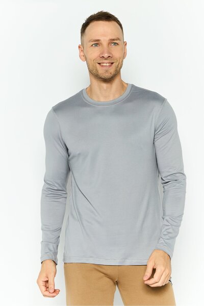 90 Degree By Reflex Men Sportswear Fit Long Sleeve Outdoor Shirt, Grey