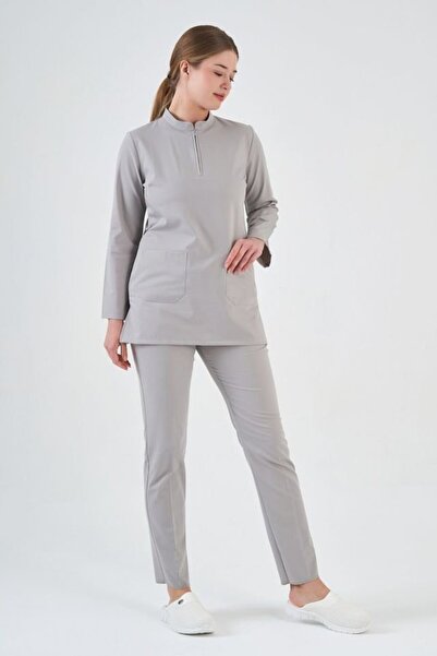 Owlet Medikal ελαστικό ύφασμα Σετ τουνίκ σε ανοιχτό γκρι χρώμα
