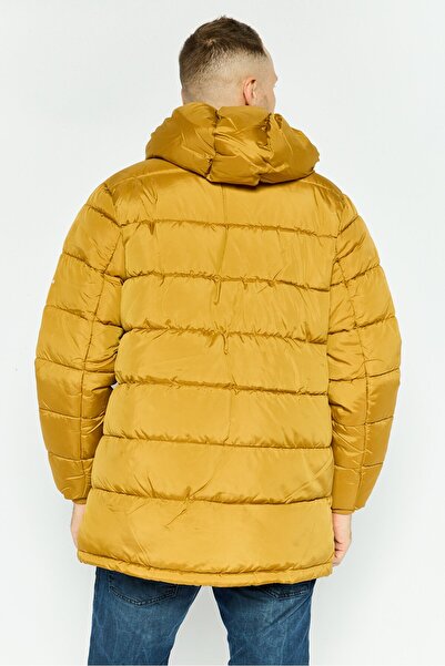 Pepe Jeans Men Hooded Quilted Jacket, Tan