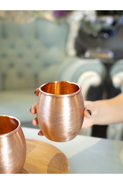 Bakır Concept Bakır Kupa Bardak Tombul Kokteyl Mat Bakır Renk (Kalaysız)