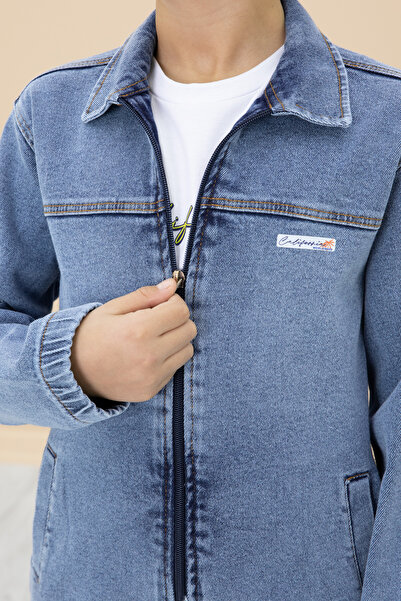 Cansın Mini Синій джинсовий костюм на блискавці Брюки-куртка 3 шт для хлопчиків 20140