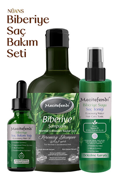 Mecitefendi Biberiye Saç Bakım Seti Nüans - Saç Dökülmesi ve Yıpranmış Saçlar için Güçlendirici Set