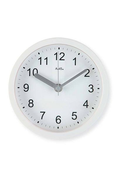 AMS Wall Clock 5927, Quartz, White, Analogue, Modern