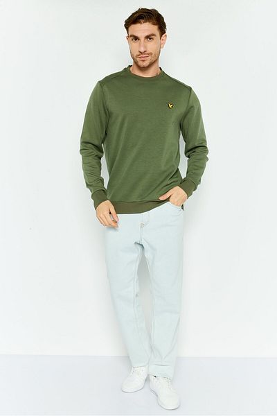 Lyle & Scott Men Crew Neck Long Sleeve Brand Logo Sweatshirt, Olive