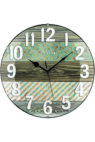 AMS Wall Clock 5556, Quartz, Blue, Analogue, Modern