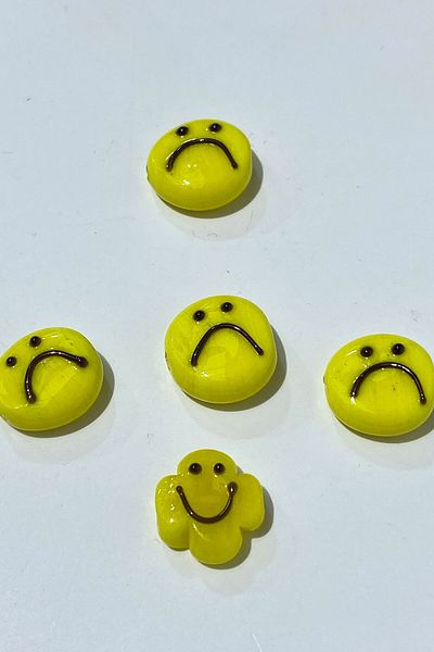 Hayalperest boncuk Yellow Murano Glass Bead Emoji 1 Piece