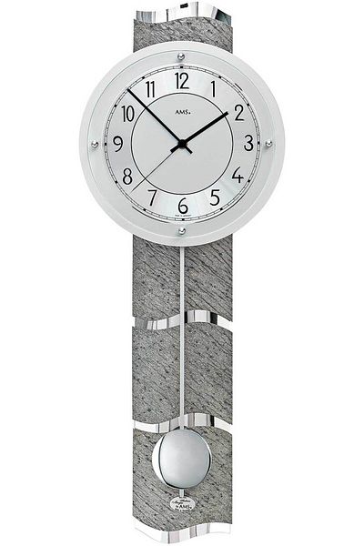 AMS Wall Clock 5216, Quartz, Silver, Analogue, Modern