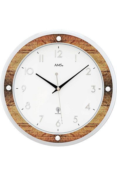 AMS Wall Clock 5565, Quartz, White, Analogue, Modern