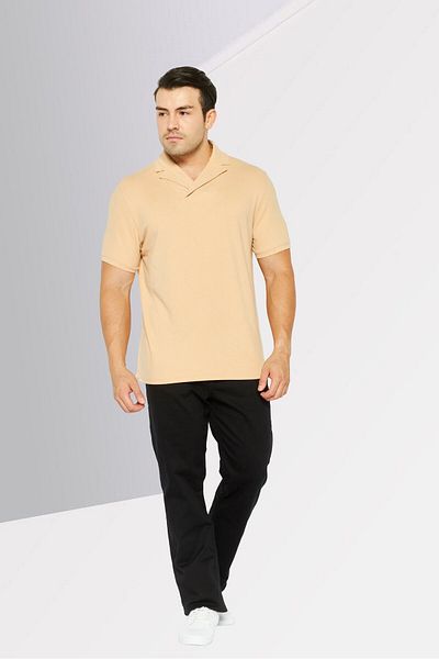 Kenneth Cole Men Regular Fit Solid Short Sleeves Polo Shirt, Beige