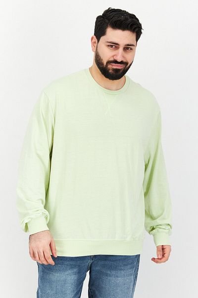 Sovereign Code Men Crew Neck Long Sleeves Solid Sweatshirt, Lime Green