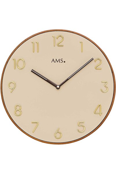 AMS Wall Clock 9563, Quartz, Beige, Analogue, Modern