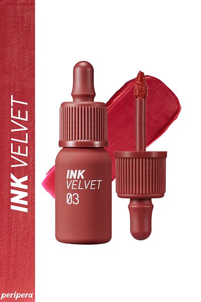 PERIPERA High Pigmented Peripera Ink Velvet - Velvet Look, Lasting Tint All Day (3 Red Only)
