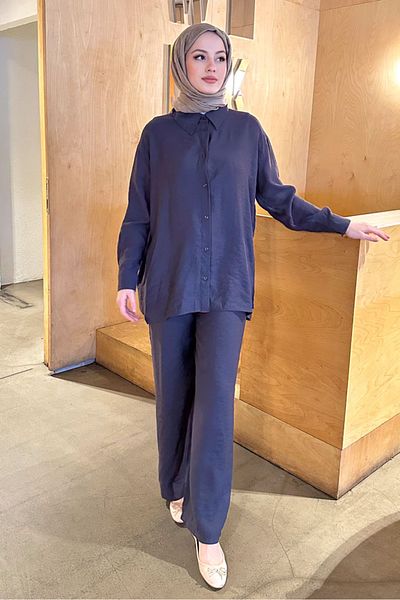 Ovn. Creek Anthracite Color Tie Back Suit Set
