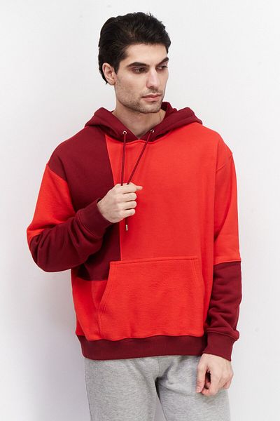 Esprit Men Long Sleeve Two-Tone Hoodie, Red