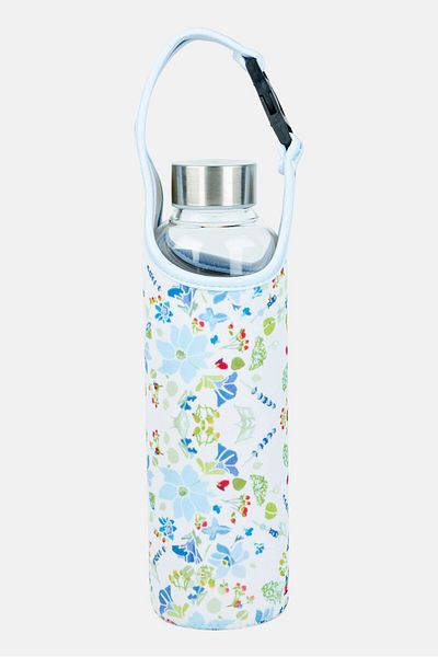Puckator Glass Water Bottle With Neoprene Sleeve Handle 500 Ml, Transparent