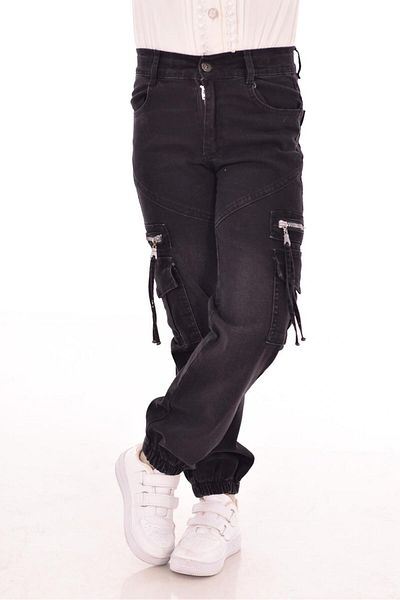 MORE KIDS Girls Cargo Pocket Zippered Lycra Jeans