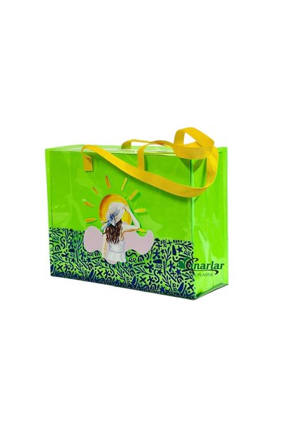 Beach Time Green Pvc Printed Beach Bag