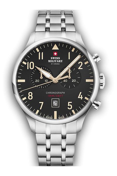 Swiss Military Mens Watch Sm34098.04, Quartz, 43mm, 10atm