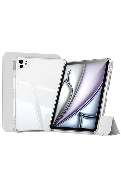 UnDePlus Apple iPad Pro 12.9 3Rd/4Th/5Th/6Th Generation Case Acrylic Transparent Detachable Case with Pen Compartment 2018-2022