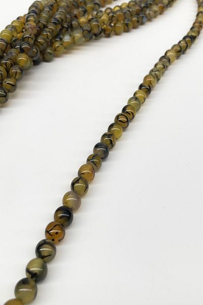 Hayalperest boncuk Yellow Patterned Agate Natural Stone 8 Mm
