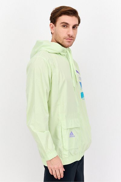 adidas Men Sportswear Fit Long Sleeve Outdoor Sweat Jacket, Light Green