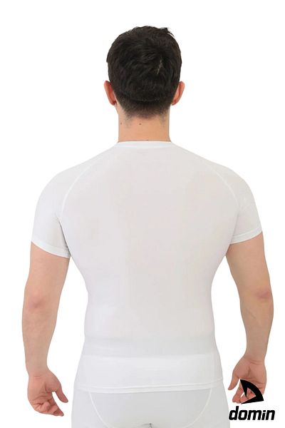 DOMİN SPOR Fitness Body Gym - Tricou alb cu mânecă scurtă pentru corp de compresie Dmns56321