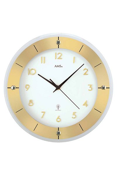 AMS Ceas de perete 5850, cuarț, alb, analogic, modern