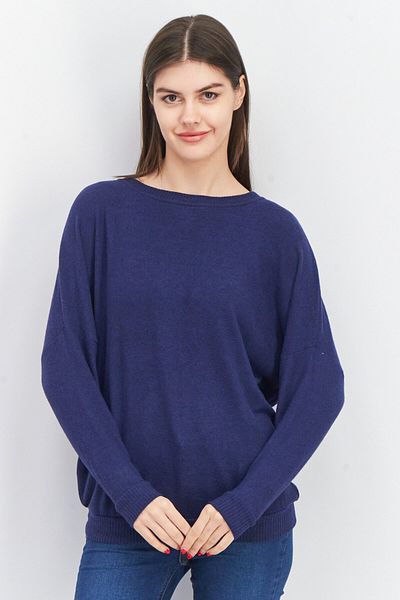 Joie Women Crew Neck Knitted Long Sleeve Sweatshirts, Navy Blue