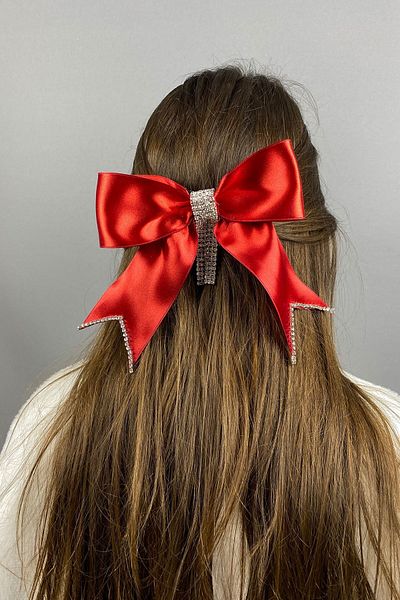 Hayalperest boncuk Accesoriu clemă de păr cu fundă roșie cu bijuterii cu design special