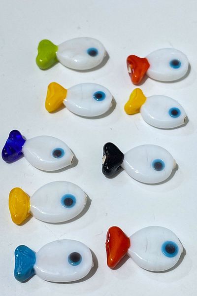 Hayalperest boncuk Colorful Murano Glass Bead Fish 1 Piece