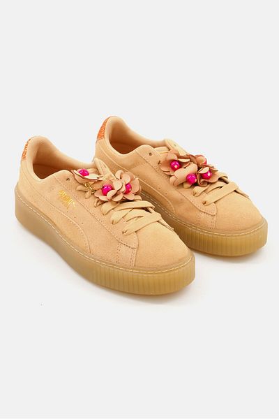 Puma Women Platform Flower Tassel Sports Shoes, Tan
