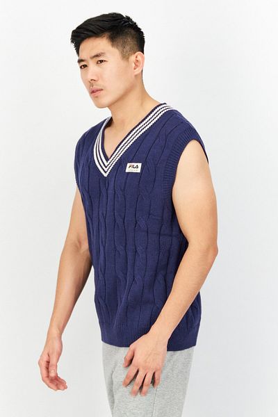 Fila Men Sportswear Fit Knitted Outdoor Vest, Blue