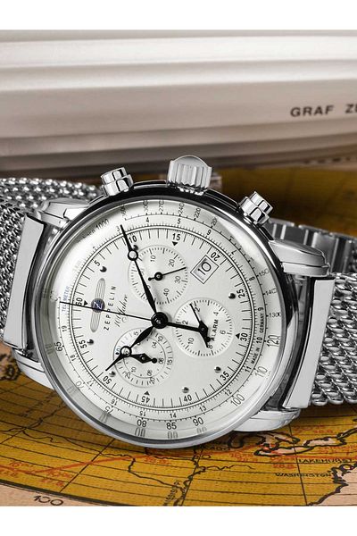 Zeppelin Mens Watch 7680m-1, Quartz, 43mm, 5atm