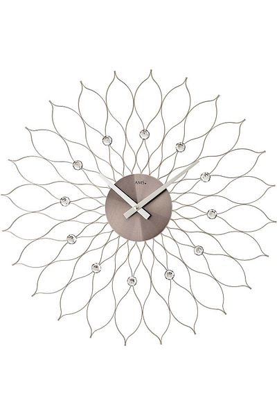 AMS Wall Clock 9608, Quartz, Silver, Analogue, Modern