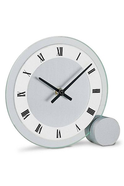 AMS Table Clock AMS 166, Quartz, White, Analogue, Modern