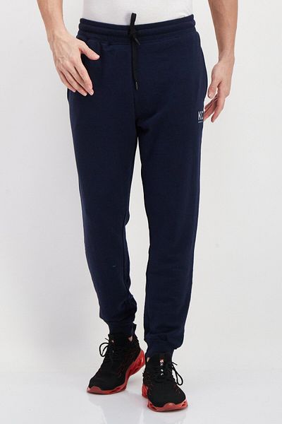 Kenneth Cole Men Drawstring Brand Logo Jogger Pants, Navy Blue