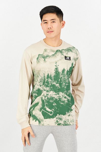 New Balance Men Sportswear Fit Long Sleeve Outdoor Sweatshirt, Tan