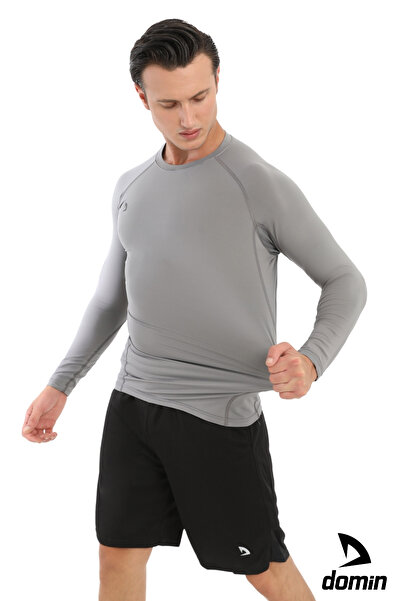 DOMİN SPOR Чоловіча компресійна футболка для фітнесу з довгими рукавами