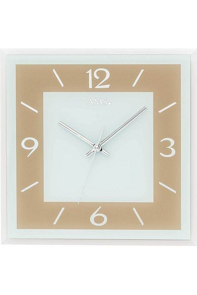 AMS Wall Clock 9574, Quartz, Gold, Analogue, Modern