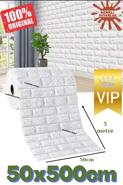 Renkli Duvarlar 50cmx500cm 2,5 m2 1 Adet Yapışkanlı Duvar Kağıdı Esnek Köpük ...